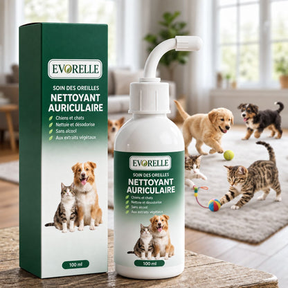 Nettoyant auriculaire Evorelle pour chiens et chats, flacon de 100 ml