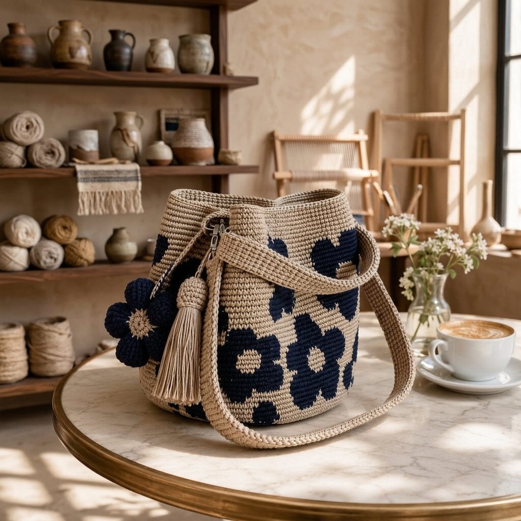 Handwoven Flower Bucket Bag
