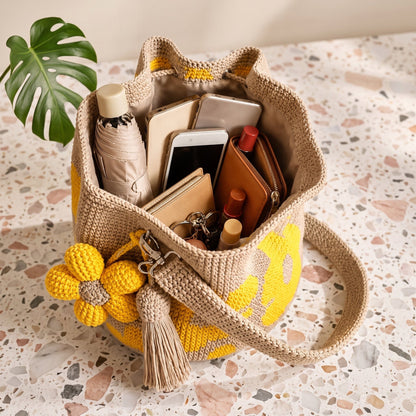 Handwoven Flower Bucket Bag